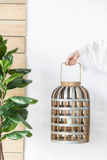 Decorative Lantern With Handle, Wooden Lantern For Indoor Outdoor, Home Garden Wedding