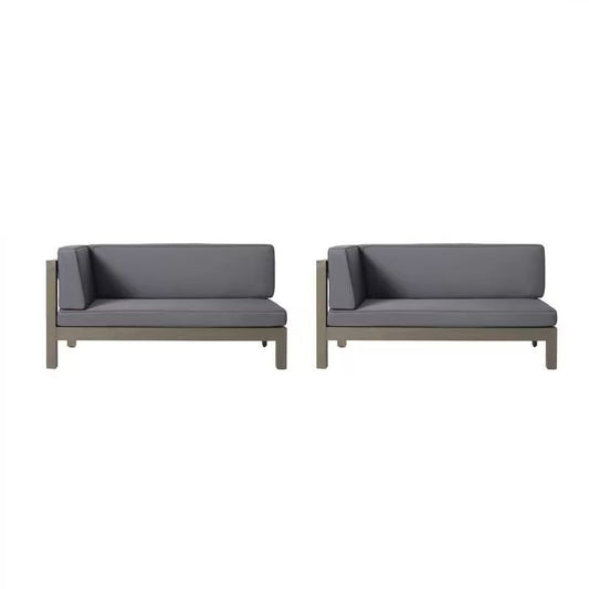 Aura - 2 Piece Outdoor Set With X Back Left Bench And Corner - Dark Gray