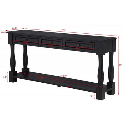 Long Console Table With Drawers And Shelf