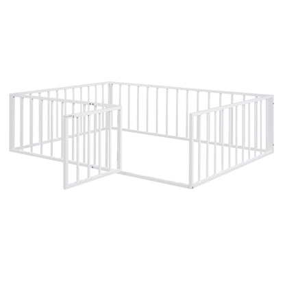 Metal Floor Bed Frame With Fence And Door