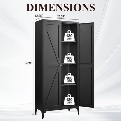 Adjustable 2 Door Kitchen Pantry Cabinet With Striped Design