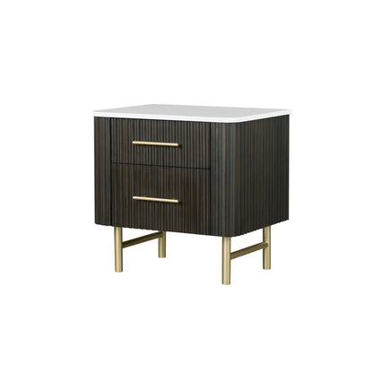 Clayten - Nightstand - Espresso / White Marble