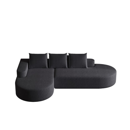 Modern Curved Sofa, L-Shaped Modular Sectional Set With 3 Pillows