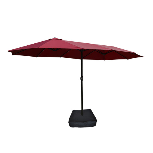 Double- Sided Outdoor Market Umbrella With Lights And Base