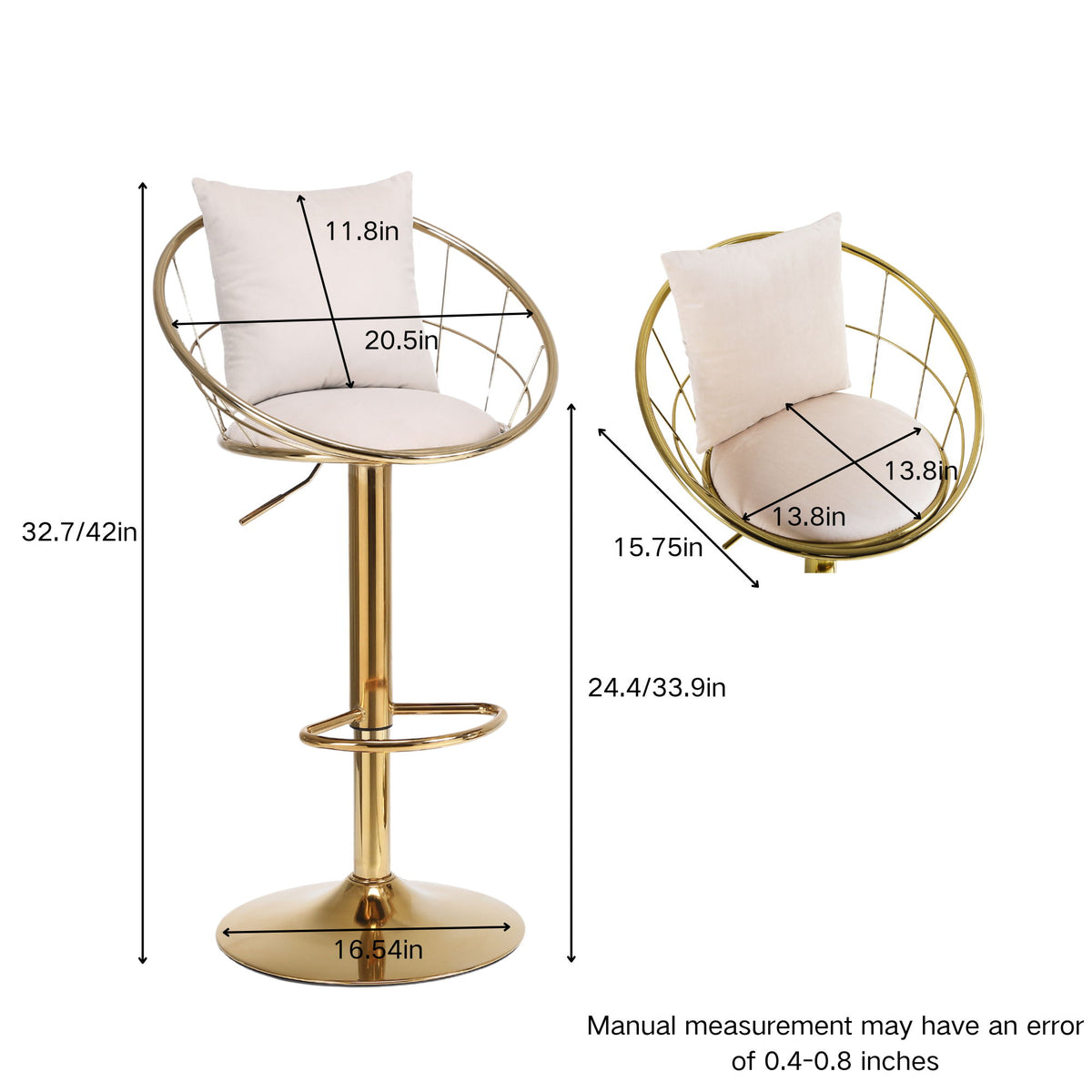 Unique Design Bar Chair, 360 Degree Rotation, Adjustable Height, Suitable For Dining Room And Bar