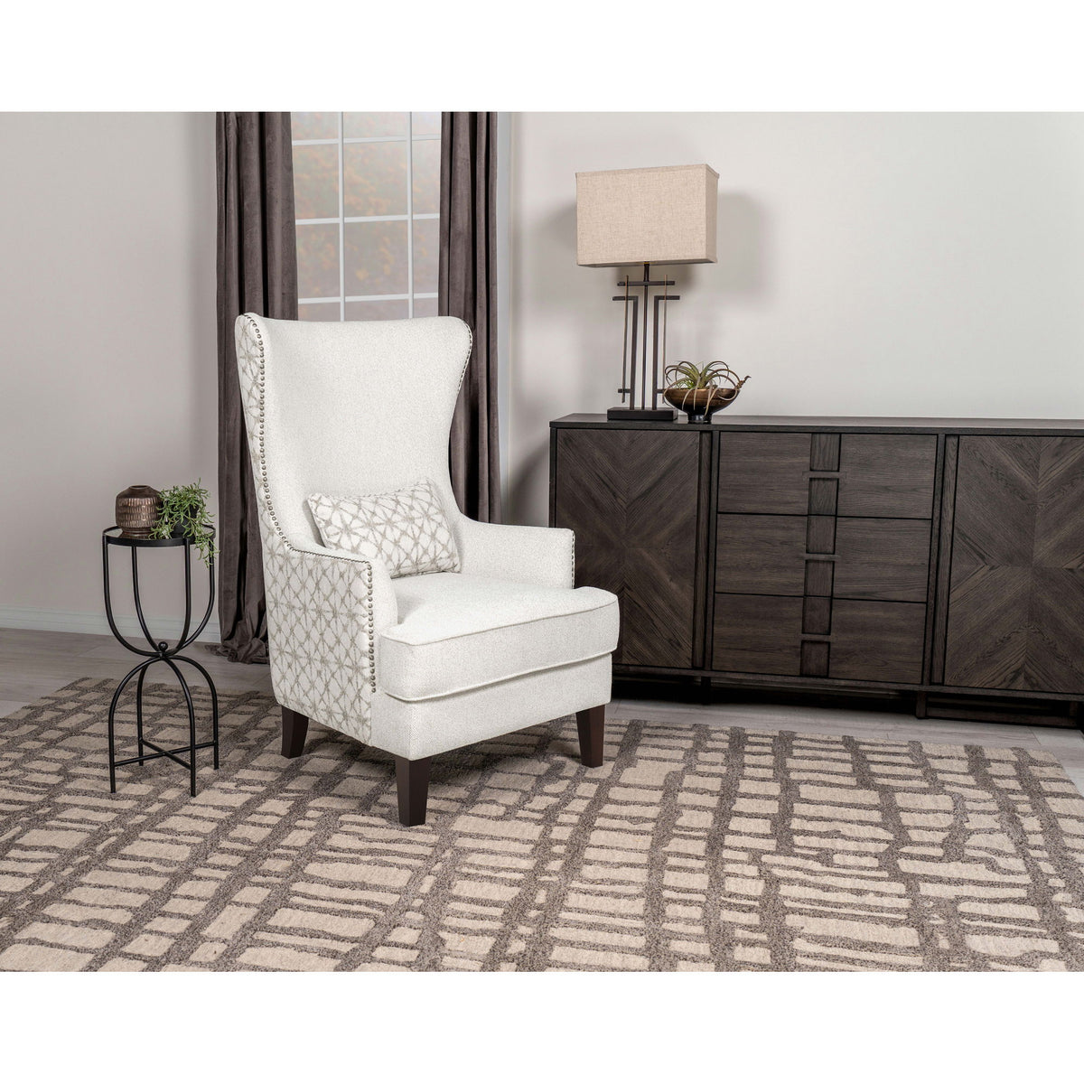 Lindstrom - Wingback Accent With Contoured Back - Ivory White