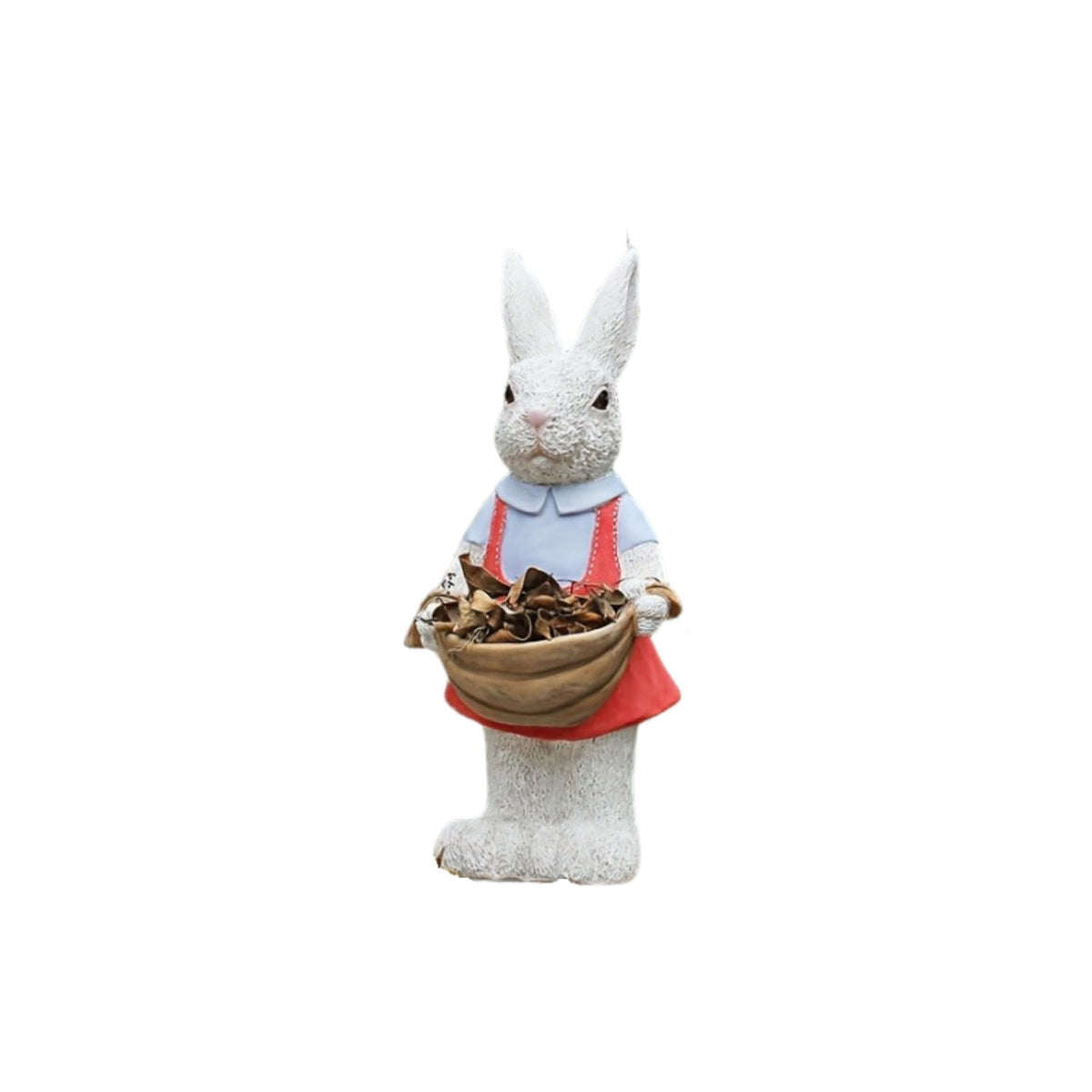 Whimsical Rabbit Statue Flower Pot Ornament, Garden Decor - Pink / White