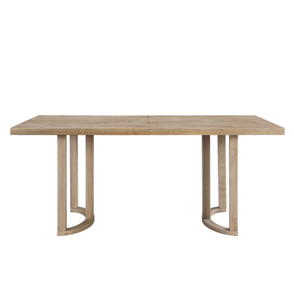 Contemporary 69 Inches Dining Table With U Shaped Trestle Base - Light Ash