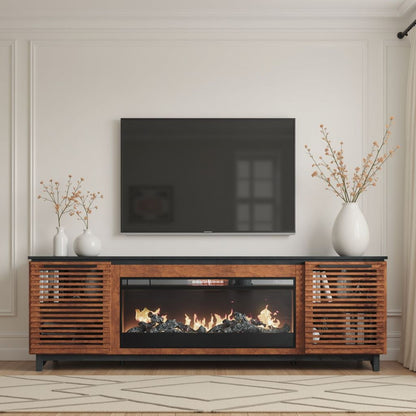 Graceland - Fireplace TV Stand Console For TVs Up To 100" - Black / Bourbon