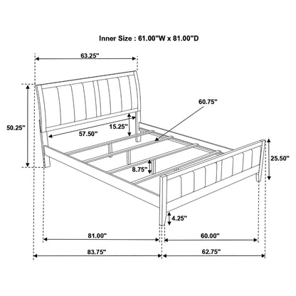 Queen Panel Bed With Upholstered Headboard And Footboard - Brown