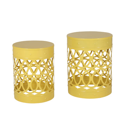 Outdoor Metal S/2 End Table