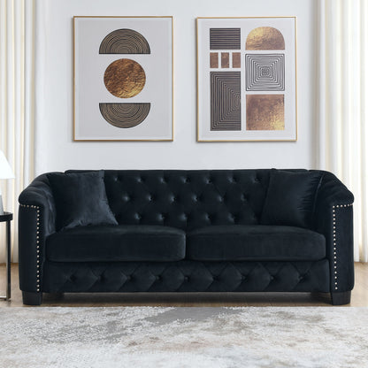Modern Chesterfield Sofa With Tufted Backrest For Living Room
