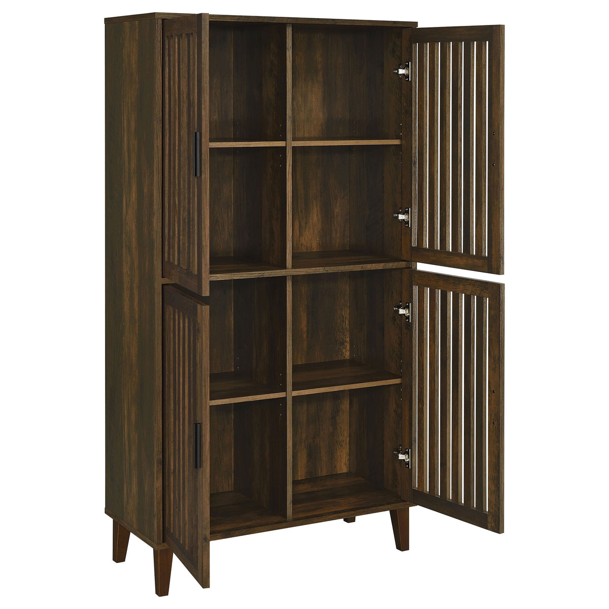 Sakai - 4 Door Tall Accent Cabinet With Slatted Doors - Brown