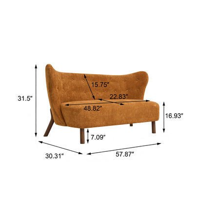 Chair Laid Back Loveseats, Curved Backrest With No Armrests - Caramel