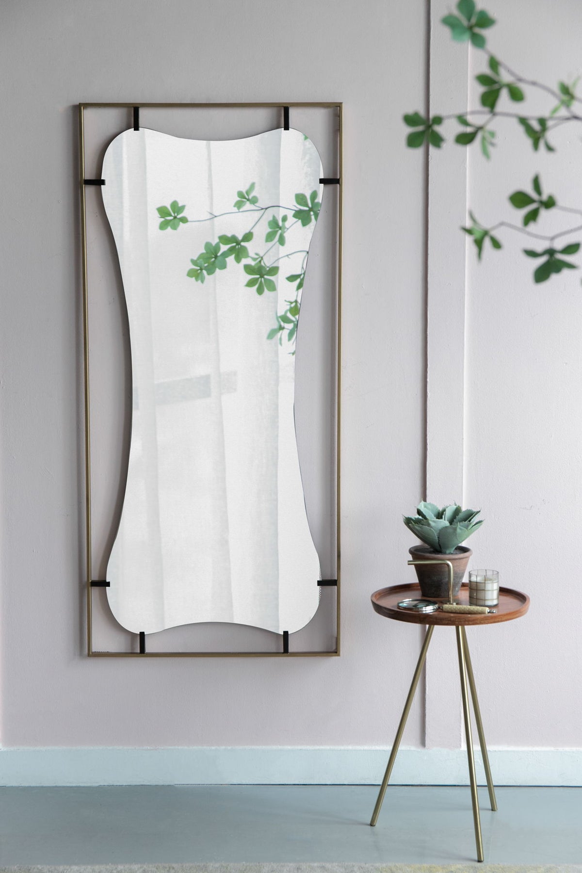 Poppy Mirror With Metal Frame Contemporary Design For Bathroom, Entryway Wall Decor