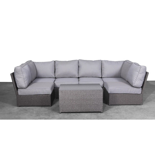 Outdoor Sectional Set With Cushions, Reversible Modular Design, Weather Resistant - Gray Mix
