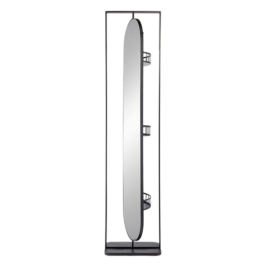 Full Length Standing Mirror, 360° Swivel Floor Mirror For Bedroom - Black