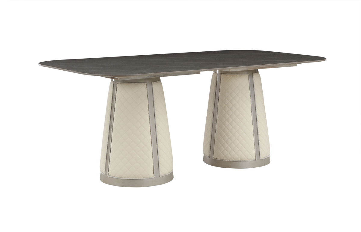 Kasa - Sintered Stone Top Dining Table - Champagne / Stone Gray