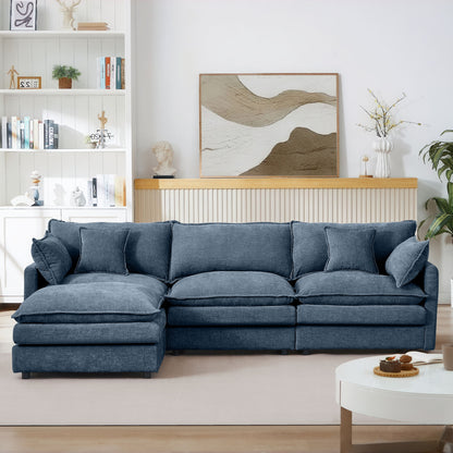 Modular L-Shaped Sectional Sofa With Movable Ottoman