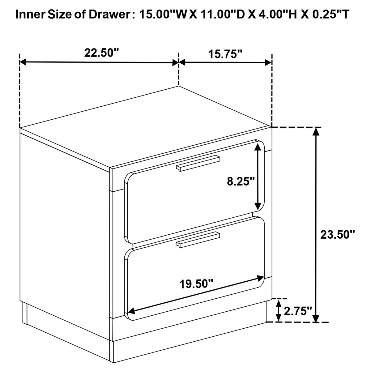 Sophia - 2 Drawer Nightstand
