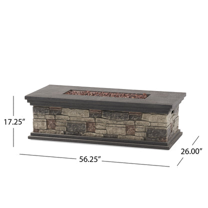 Contemporary Rectangle Fire Pit 50, 000 Btu Magnesium Oxide - Stone Gray
