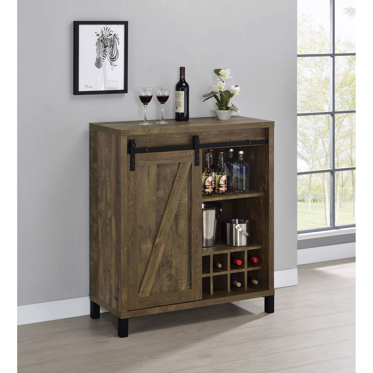 Arcata - Sliding Door Bar Cabinet - Oak