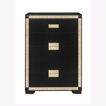 Lively - Chest With Glitter Detail And Thick Bar Handle Hardware - Black