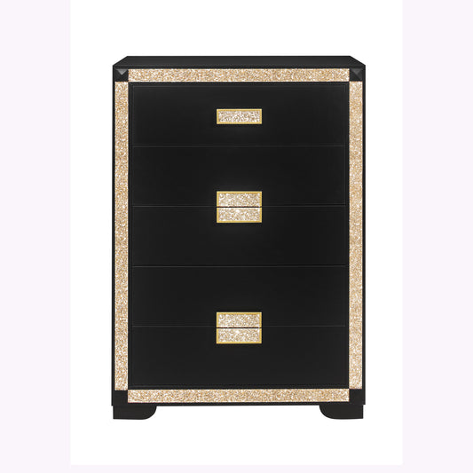Lively - Chest With Glitter Detail And Thick Bar Handle Hardware - Black
