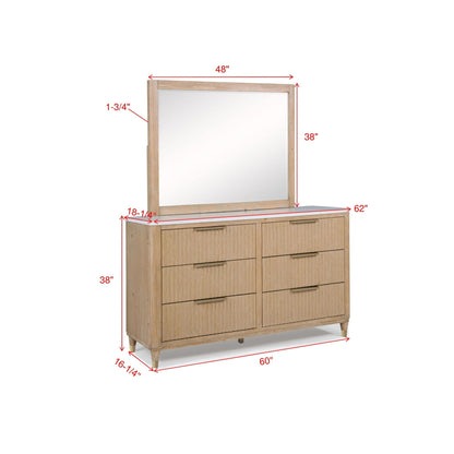 6 Drawers Dresser With Accented Hardware - Natural Wood