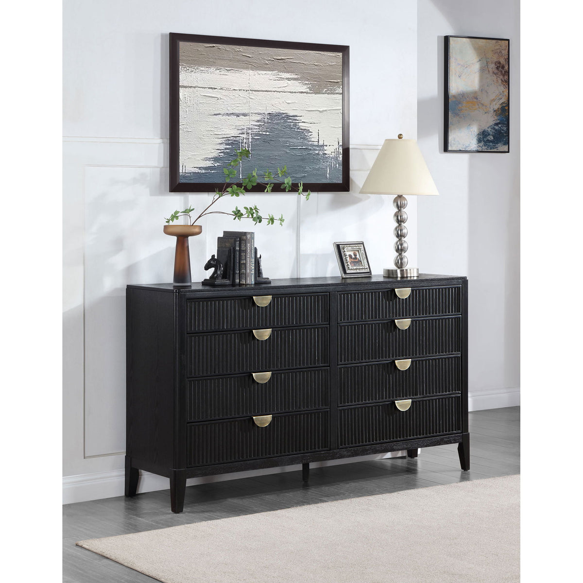 Mason - 8 Drawer Dresser With Fluted Design - Black
