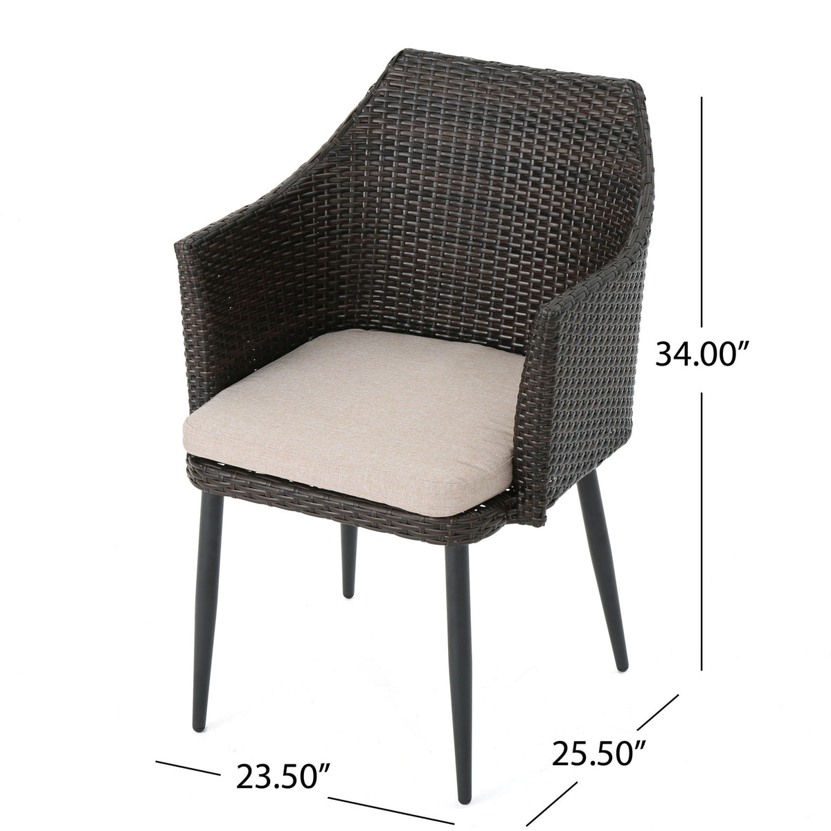 Kenneth - 3 Pieces Chat Set Outdoor Furniture - Brown Multi