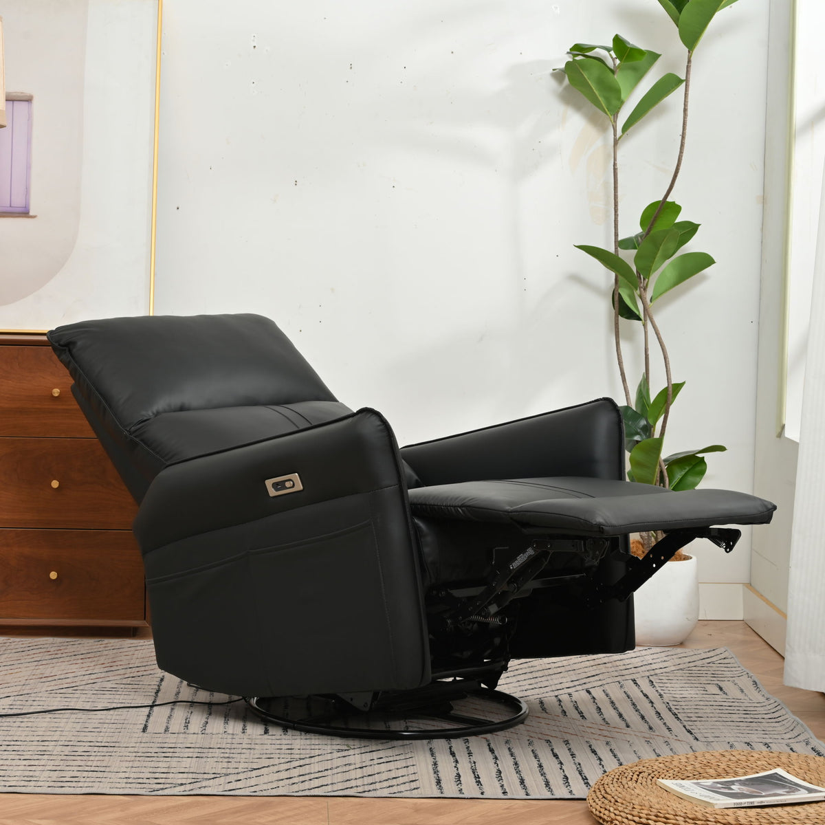 270° Power Swivel Rocker Glider Recliner Chair With USB Ports