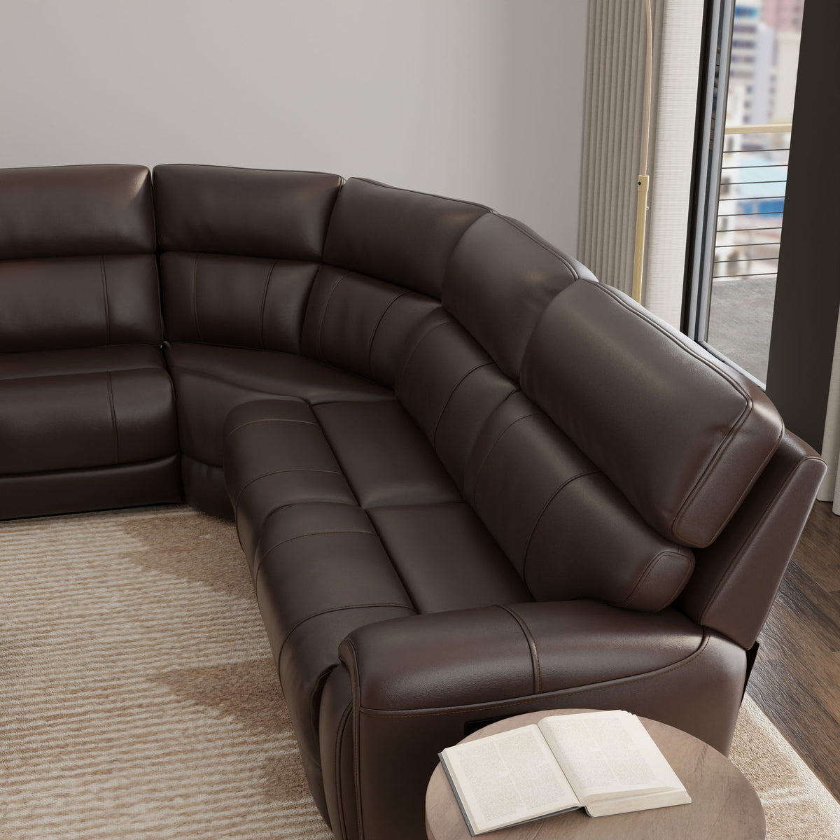 Brazil - Power Sectional With Adjustable Headrest & Footrest - Dark Brown