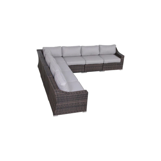 7 Piece Outdoor Sectional Seating Group With Cushions Wicker - Brown