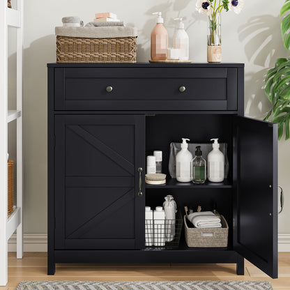 Farmhouse Storage Cabinet With Drawer And Adjustable Shelf