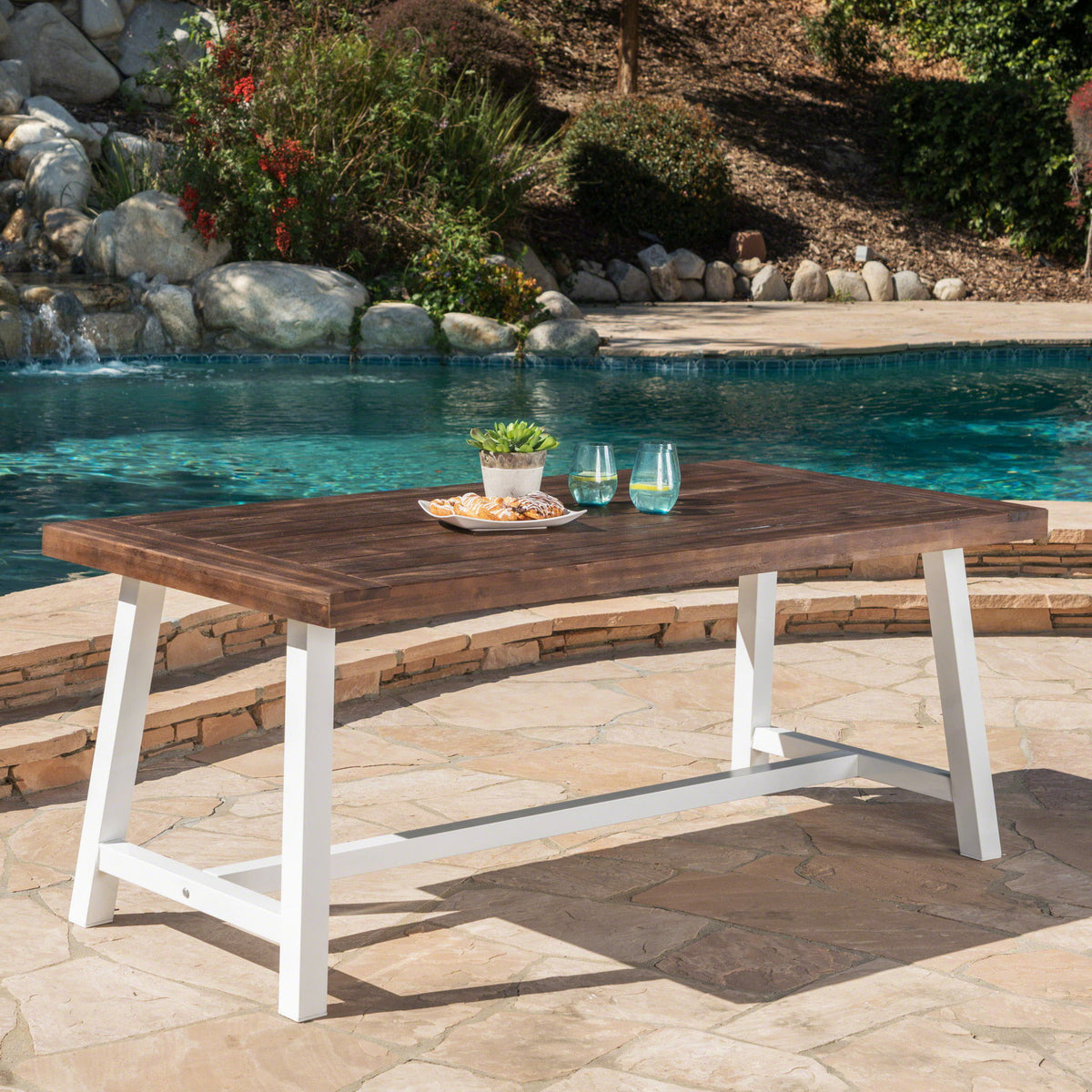 Outdoor Sandblast Finish Acacia Wood Dining Table
