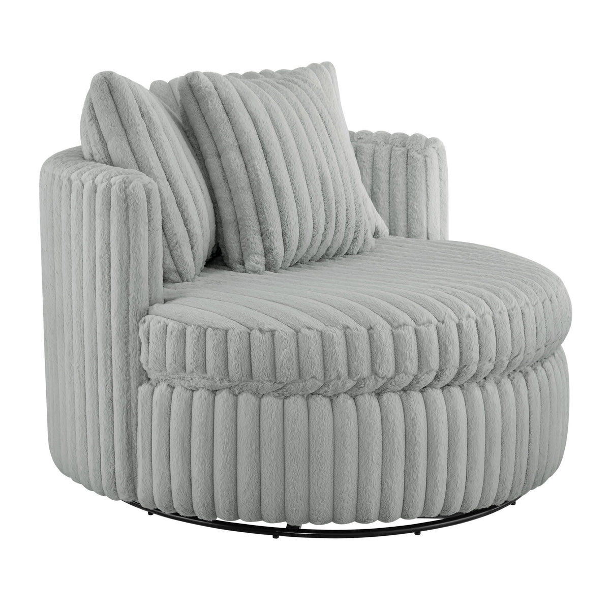Mindy - Oversized Swivel Barrel Chair - Gray