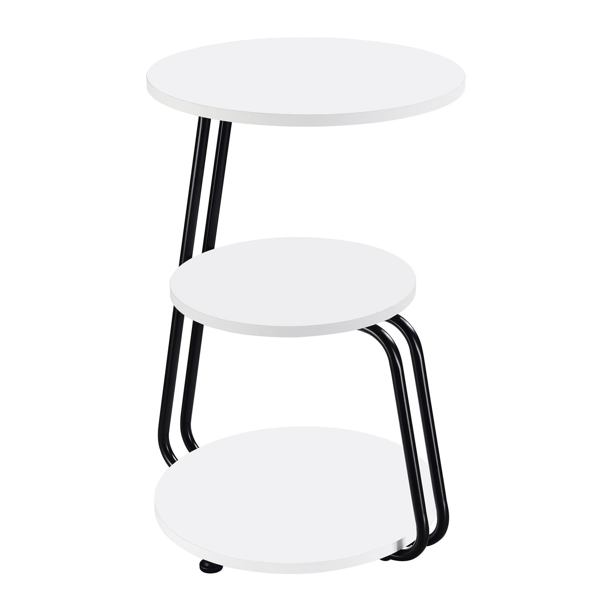 Dixon - 3 Tier Round Accent Side Table With Slim Legs - White / Black