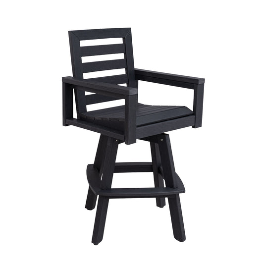 Outdoor Swivel Bar Chair, Ladderback With Wide & Thickened Frame