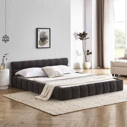 Modern Platform Bed Frame With Thick Fabric