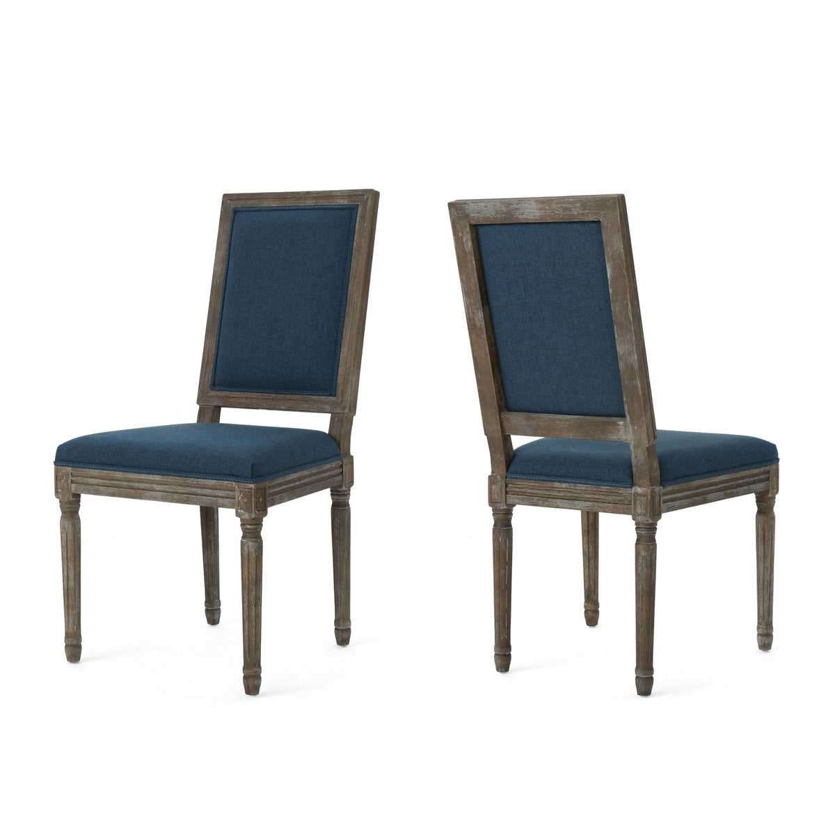 Traditional Style Dining Chair Set With Fabric Upholstery