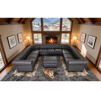 U - Shape Sectional - Blue Gray