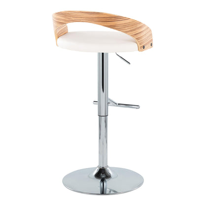Grotto - Mid-Century Modern Adjustable Height Barstool With Swivel With Straight T Footrest (Set of 2) - White
