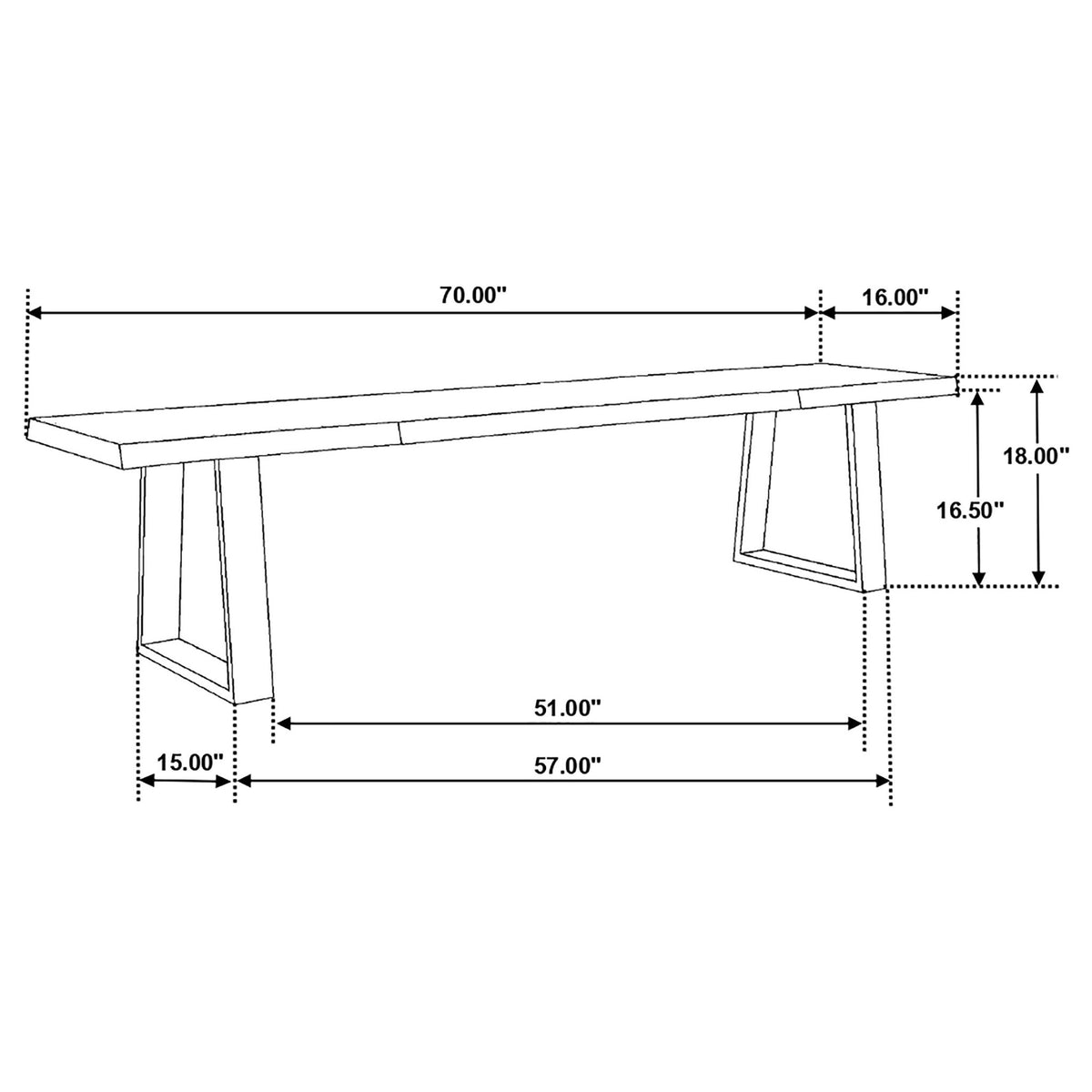 Wobegon - Rectangular Dining Bench - Gray