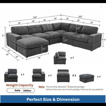Modular Sectional Sofa, Reversible Set