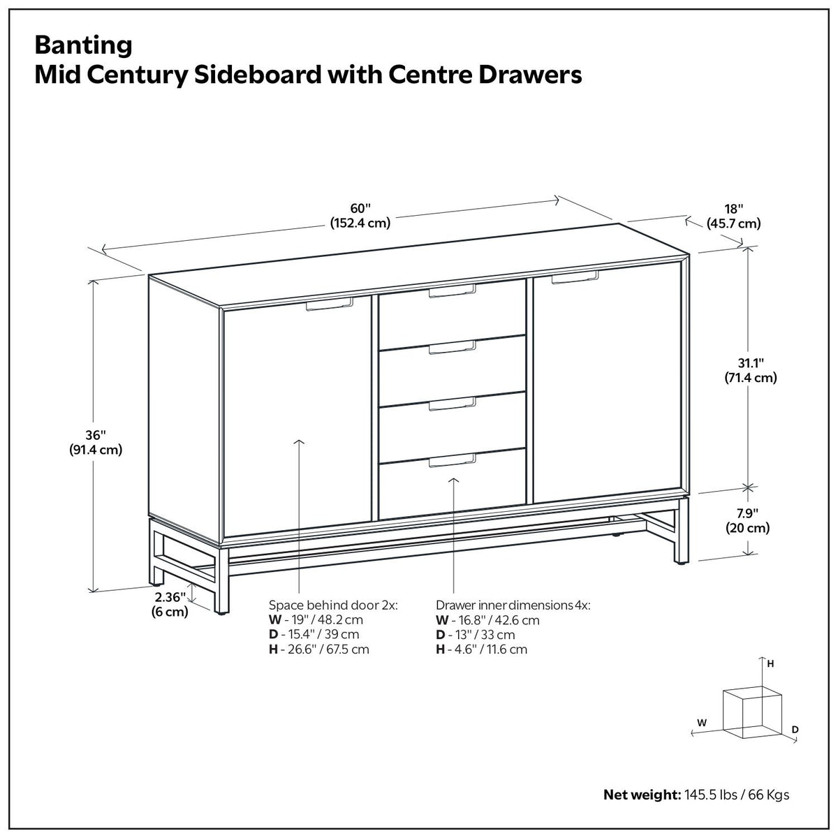 Banting - Sideboard With Centre Drawers