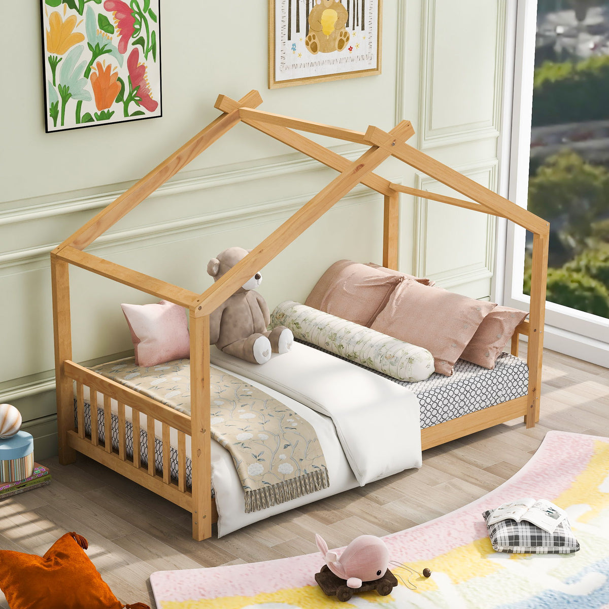 House Platform Bed With Headboard And Footboard, Roof Design