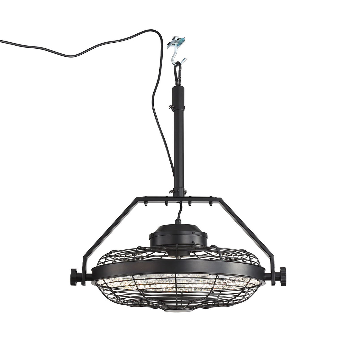 21" Outdoor Ceiling Fan With Dimmable LED Light, 7 Blades, Reversible DC Motor For Gazebos - Matte Black