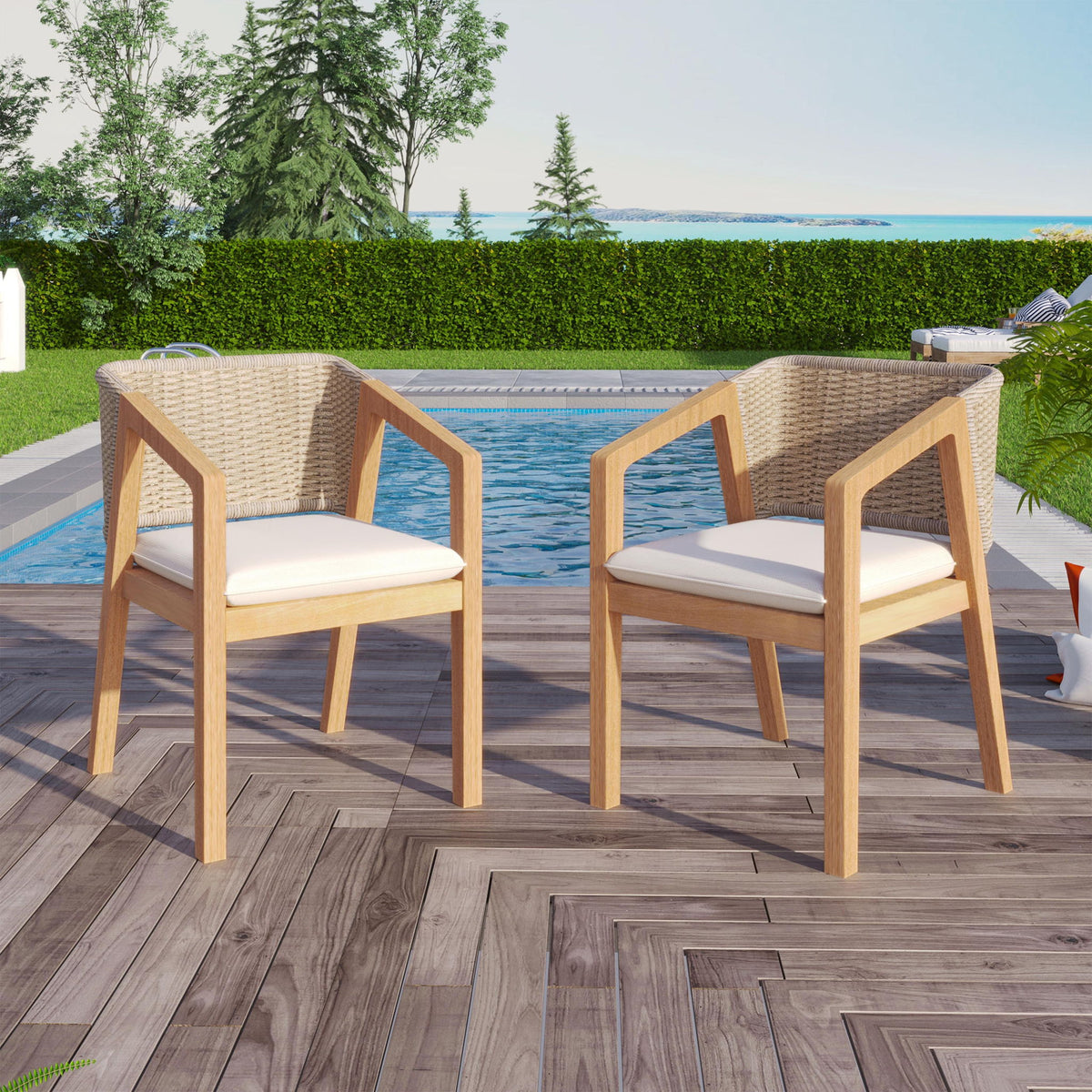 Patio Dining Chair (Set of 2) - Light Teak