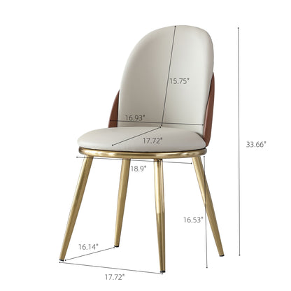 Modern Dining Chairs (Set of 2) With Gold Metal Legs - Beige
